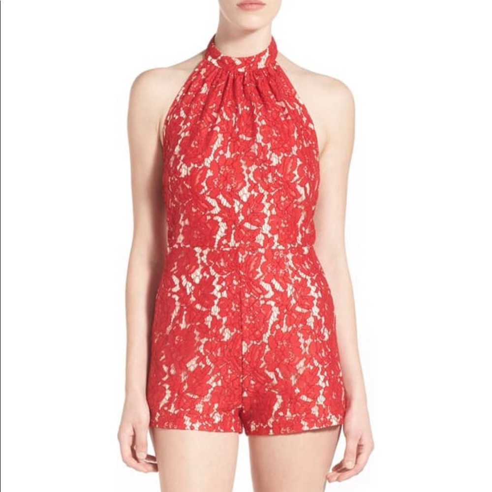 Missguided Red Lace Romper